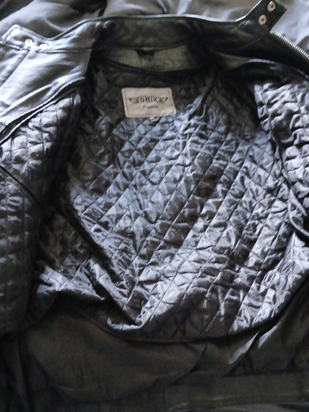 Zara Black Leather Bomber Jacket with Gray Stripes - Picture 3 of 3